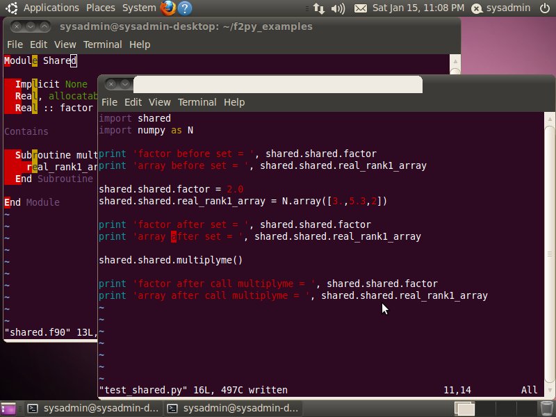 A screen with Fortran and Python code related to each other