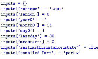 $\textstyle \parbox{70ex}{\footnotesize{%
\textcolor{blue}{\texttt{%
inputs = \...
...it\_with\_instance\_state'] = True \\
inputs['compiled\_form'] = 'parts'}}
}}$